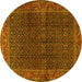 Round Persian Yellow Traditional Rug, tr2225yw
