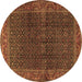 Round Persian Brown Traditional Rug, tr2225brn