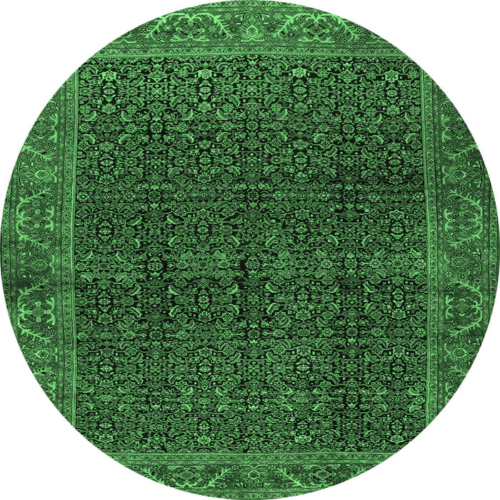 Round Persian Emerald Green Traditional Rug, tr2225emgrn