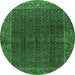 Round Persian Emerald Green Traditional Rug, tr2225emgrn