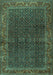 Machine Washable Persian Turquoise Traditional Area Rugs, wshtr2225turq