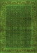 Serging Thickness of Machine Washable Persian Green Traditional Area Rugs, wshtr2225grn