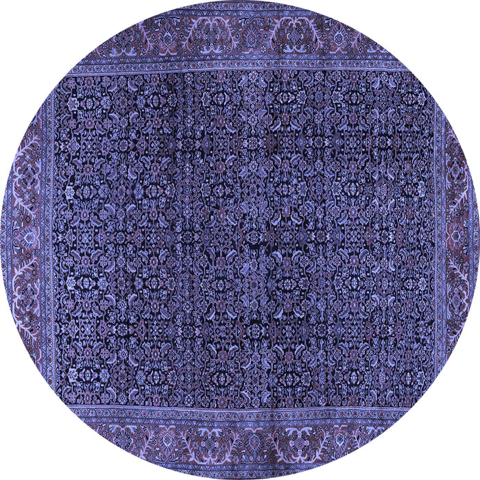 Round Machine Washable Persian Blue Traditional Rug, wshtr2225blu