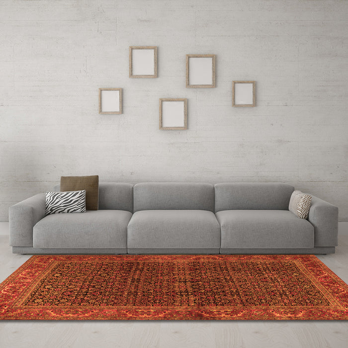 Machine Washable Persian Orange Traditional Area Rugs in a Living Room, wshtr2225org