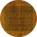 Round Machine Washable Persian Yellow Traditional Rug, wshtr2225yw