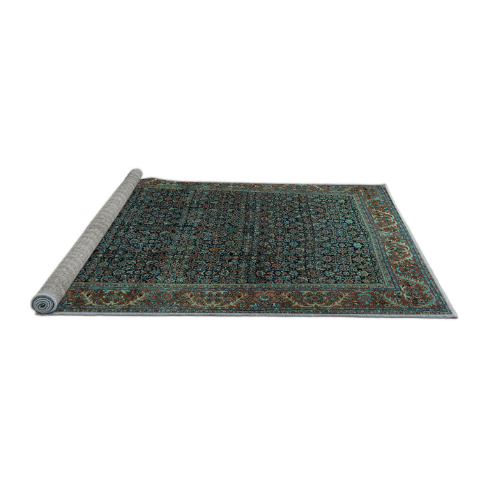 Sideview of Machine Washable Persian Light Blue Traditional Rug, wshtr2225lblu