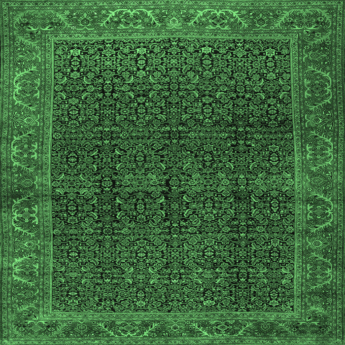 Square Persian Emerald Green Traditional Rug, tr2225emgrn