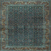 Square Machine Washable Persian Light Blue Traditional Rug, wshtr2225lblu