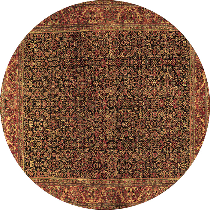 Round Machine Washable Persian Brown Traditional Rug, wshtr2225brn