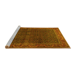 Sideview of Machine Washable Persian Yellow Traditional Rug, wshtr2225yw