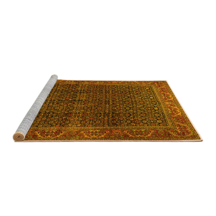 Sideview of Machine Washable Persian Yellow Traditional Rug, wshtr2225yw