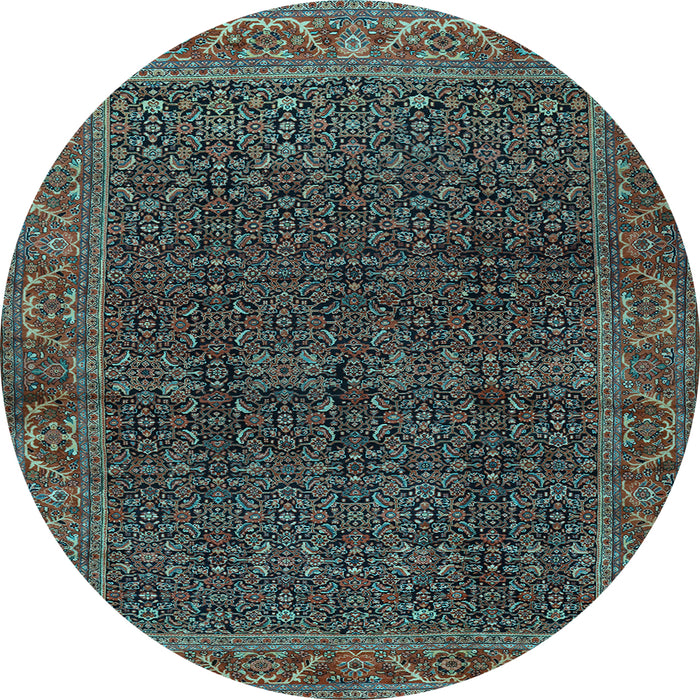 Round Machine Washable Persian Light Blue Traditional Rug, wshtr2225lblu