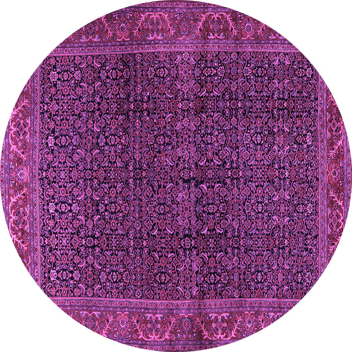 Round Machine Washable Persian Purple Traditional Area Rugs, wshtr2225pur
