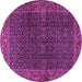 Round Machine Washable Persian Purple Traditional Area Rugs, wshtr2225pur