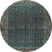 Round Persian Light Blue Traditional Rug, tr2225lblu