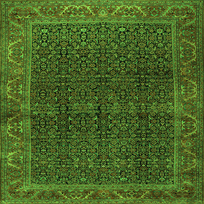 Round Machine Washable Persian Green Traditional Area Rugs, wshtr2225grn