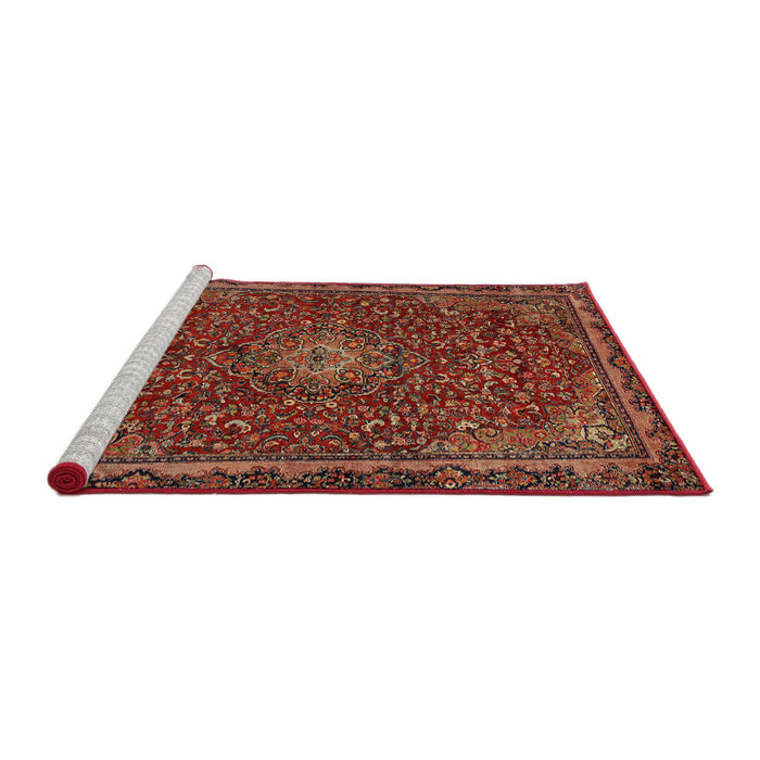 Sideview of Machine Washable Traditional Rust Pink Rug, wshtr2226