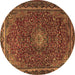 Round Machine Washable Persian Brown Traditional Rug, wshtr2226brn