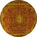 Round Machine Washable Persian Yellow Traditional Rug, wshtr2226yw