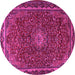 Round Machine Washable Persian Pink Traditional Rug, wshtr2226pnk