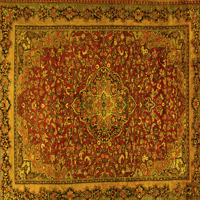 Square Machine Washable Persian Yellow Traditional Rug, wshtr2226yw
