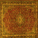 Square Machine Washable Persian Yellow Traditional Rug, wshtr2226yw