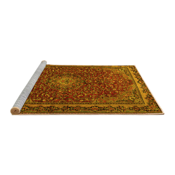 Sideview of Machine Washable Persian Yellow Traditional Rug, wshtr2226yw