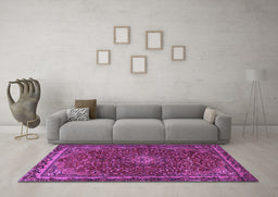 Machine Washable Persian Purple Traditional Area Rugs in a Living Room, wshtr2226pur
