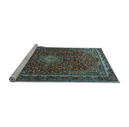 Sideview of Machine Washable Persian Light Blue Traditional Rug, wshtr2226lblu