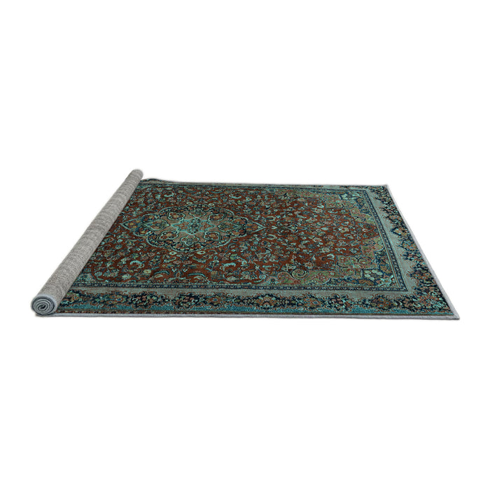 Sideview of Machine Washable Persian Light Blue Traditional Rug, wshtr2226lblu