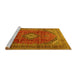 Sideview of Machine Washable Medallion Yellow Traditional Rug, wshtr2227yw