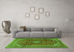 Machine Washable Medallion Green Traditional Area Rugs in a Living Room,, wshtr2227grn