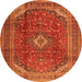 Machine Washable Medallion Orange Traditional Area Rugs, wshtr2227org