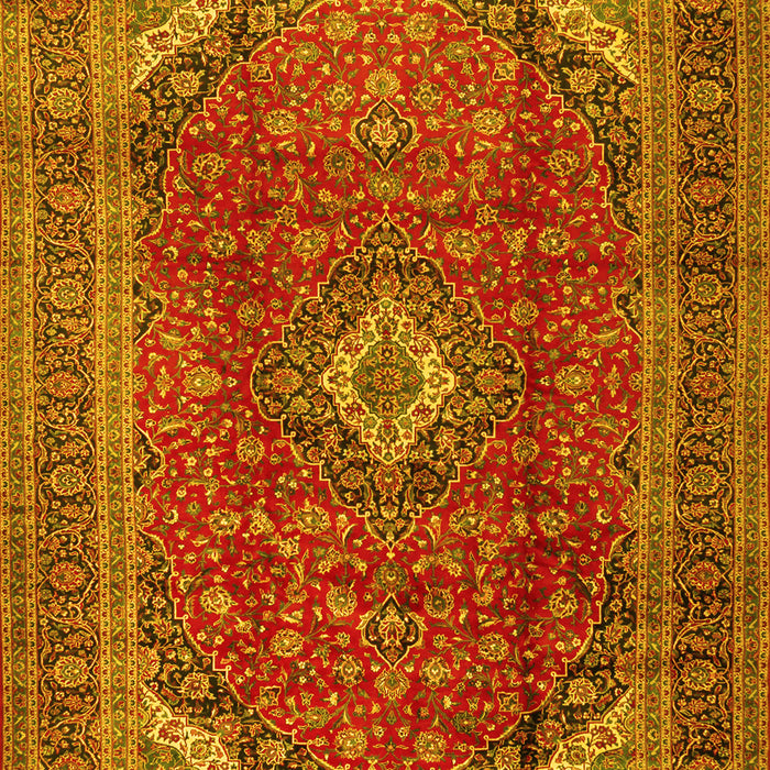 Machine Washable Medallion Yellow Traditional Rug, wshtr2227yw