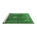 Sideview of Machine Washable Medallion Emerald Green Traditional Area Rugs, wshtr2227emgrn