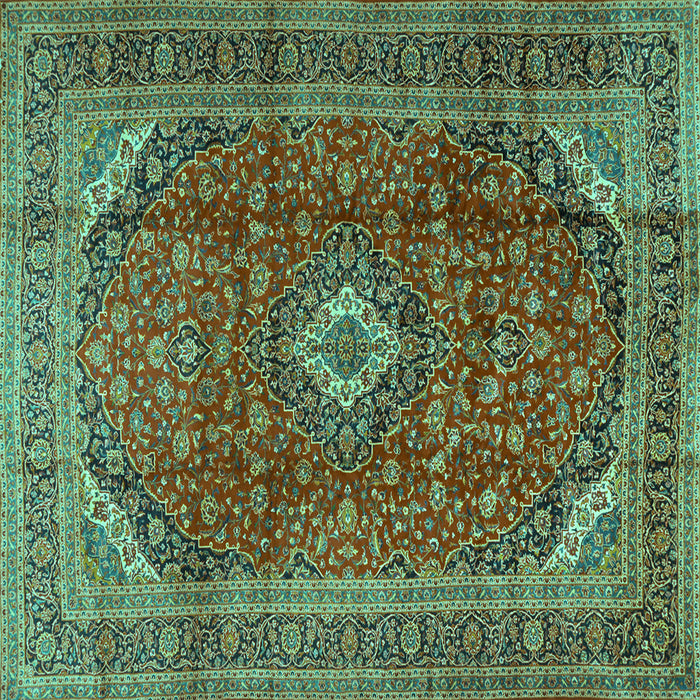 Square Medallion Turquoise Traditional Rug, tr2227turq