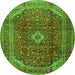 Machine Washable Medallion Green Traditional Area Rugs, wshtr2227grn