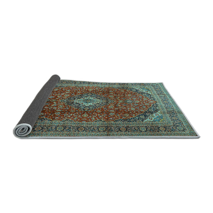 Sideview of Medallion Light Blue Traditional Rug, tr2227lblu