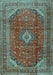 Machine Washable Medallion Light Blue Traditional Rug, wshtr2227lblu