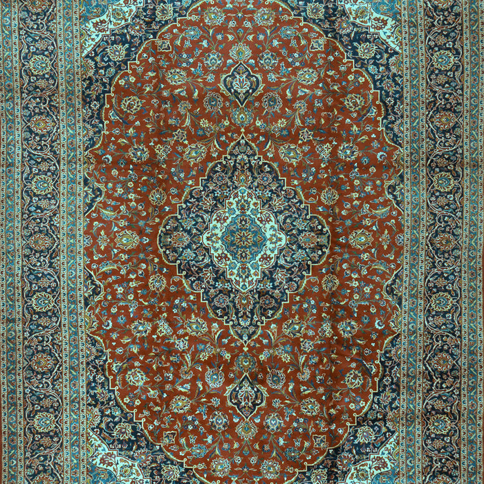 Machine Washable Medallion Light Blue Traditional Rug, wshtr2227lblu