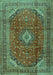 Machine Washable Medallion Turquoise Traditional Area Rugs, wshtr2227turq