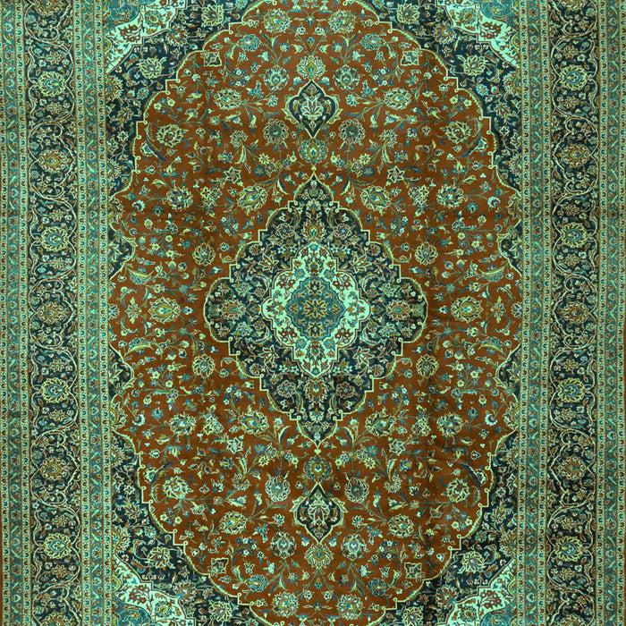 Machine Washable Medallion Turquoise Traditional Area Rugs, wshtr2227turq