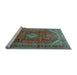 Sideview of Machine Washable Medallion Light Blue Traditional Rug, wshtr2227lblu