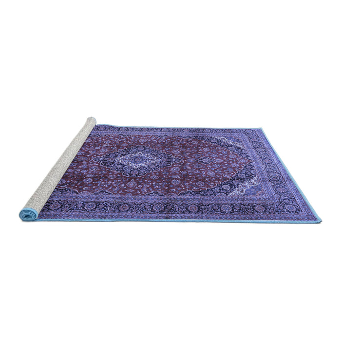 Sideview of Machine Washable Medallion Blue Traditional Rug, wshtr2227blu