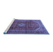 Sideview of Machine Washable Medallion Blue Traditional Rug, wshtr2227blu