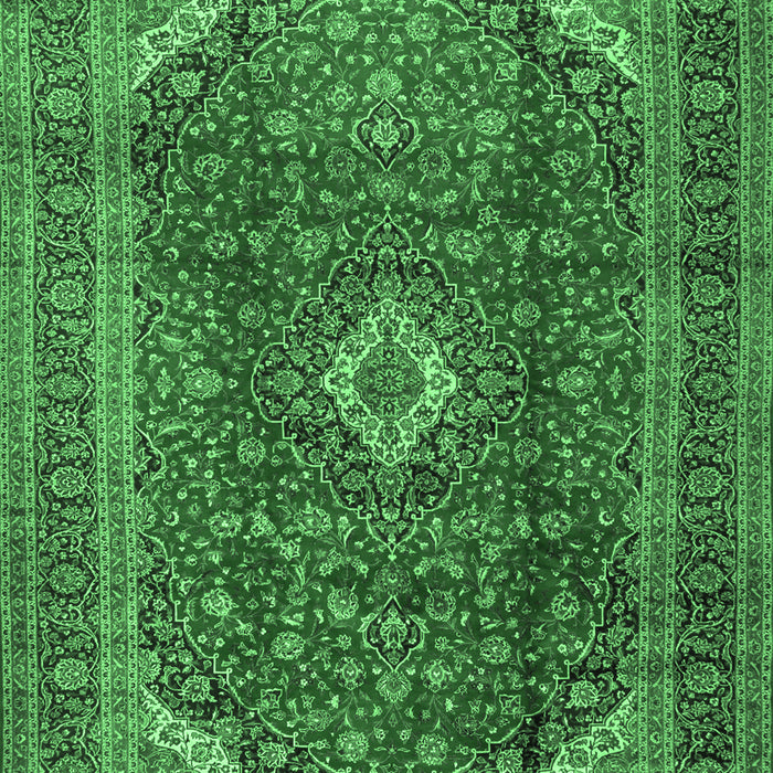 Machine Washable Medallion Emerald Green Traditional Area Rugs, wshtr2227emgrn