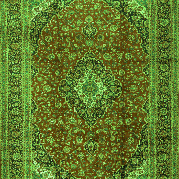 Serging Thickness of Machine Washable Medallion Green Traditional Area Rugs, wshtr2227grn