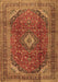 Machine Washable Medallion Brown Traditional Rug, wshtr2227brn