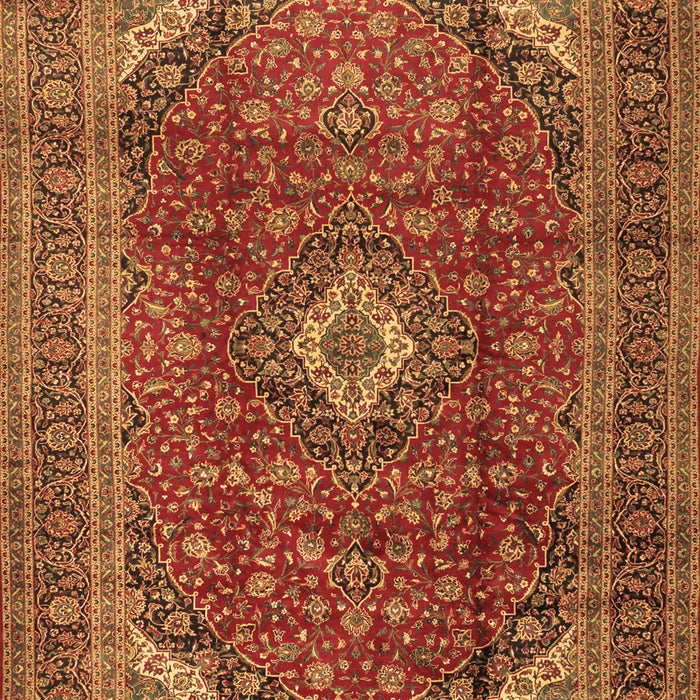 Machine Washable Medallion Brown Traditional Rug, wshtr2227brn