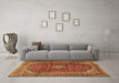 Machine Washable Medallion Brown Traditional Rug in a Living Room,, wshtr2227brn